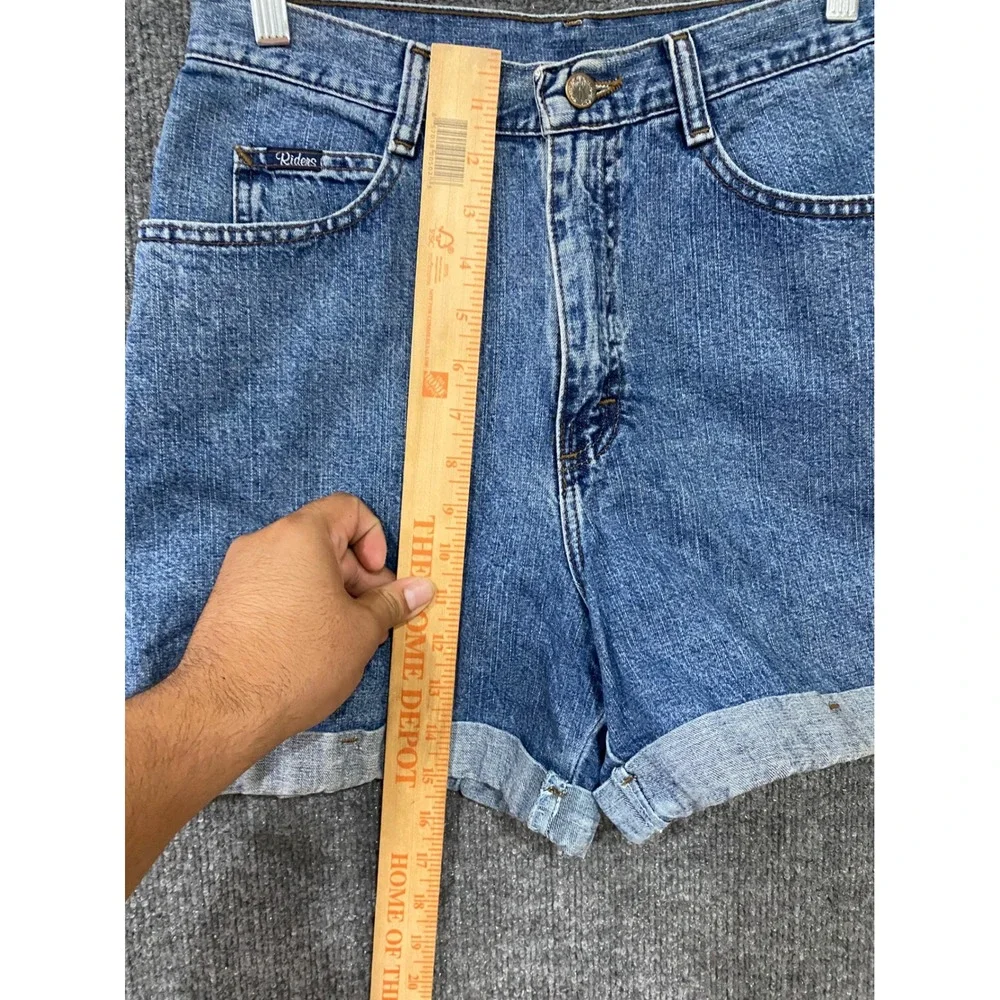 Riders by Lee Vintage High Waisted Denim Shorts Medium Wash Blue Cuffed Size 10